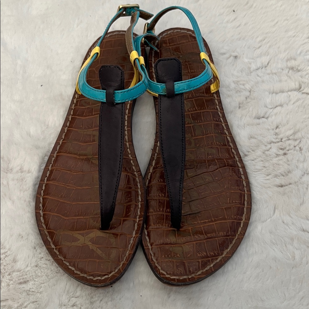 Sam Edelman Blue and Brown Women's Sandals, size 7